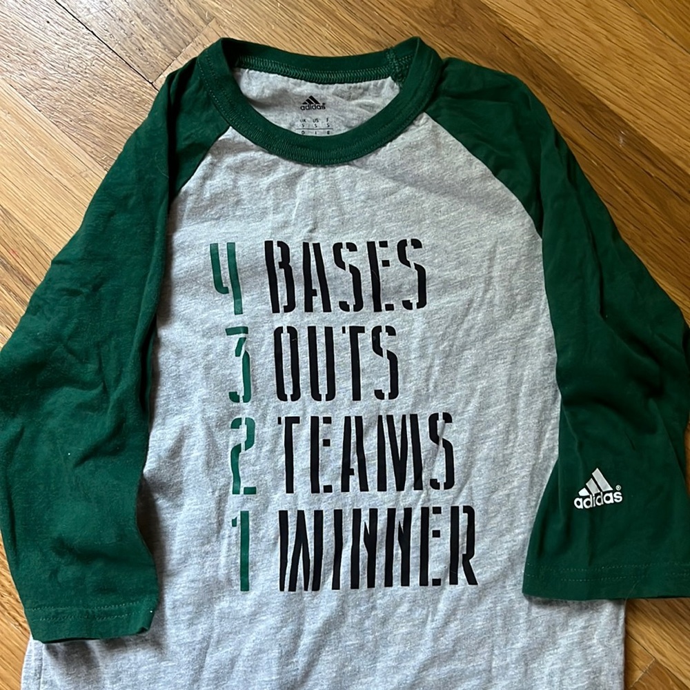 Boys’ Adidas 3 quarter sleeve baseball style shirt